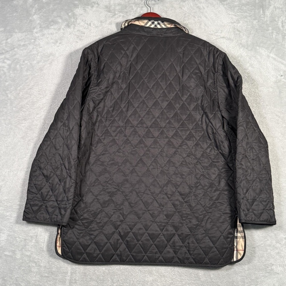 Burberry London Jacket Mens XL Black Quilted Nova Check Lined Made In England - Picture 12 of 13